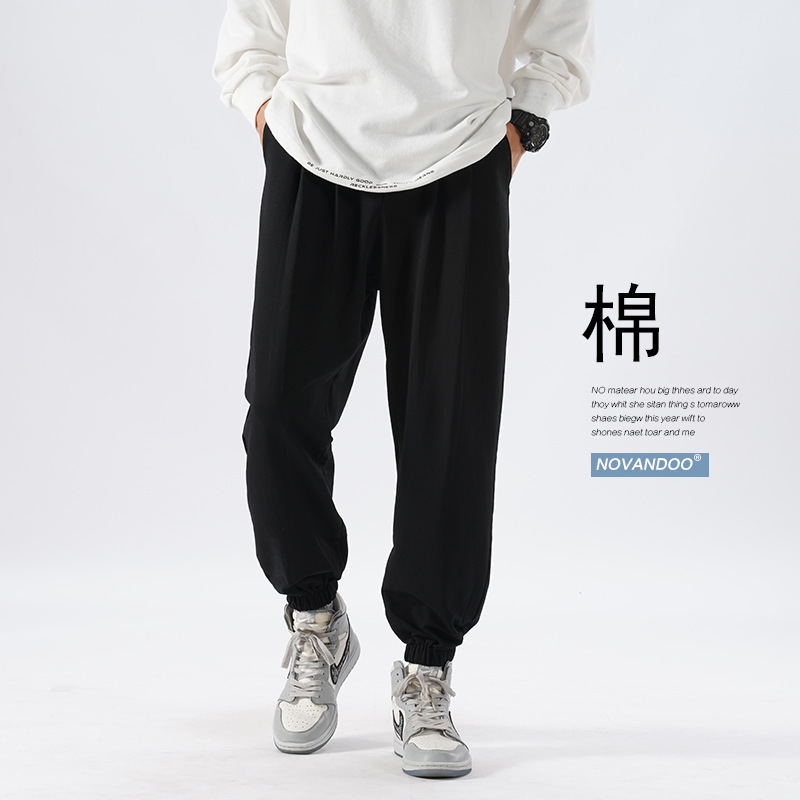 330g Heavy Terry Cotton Hong Kong Style Loose Jogger Elastic Waist Autumn New Sports Pants Casual for Men