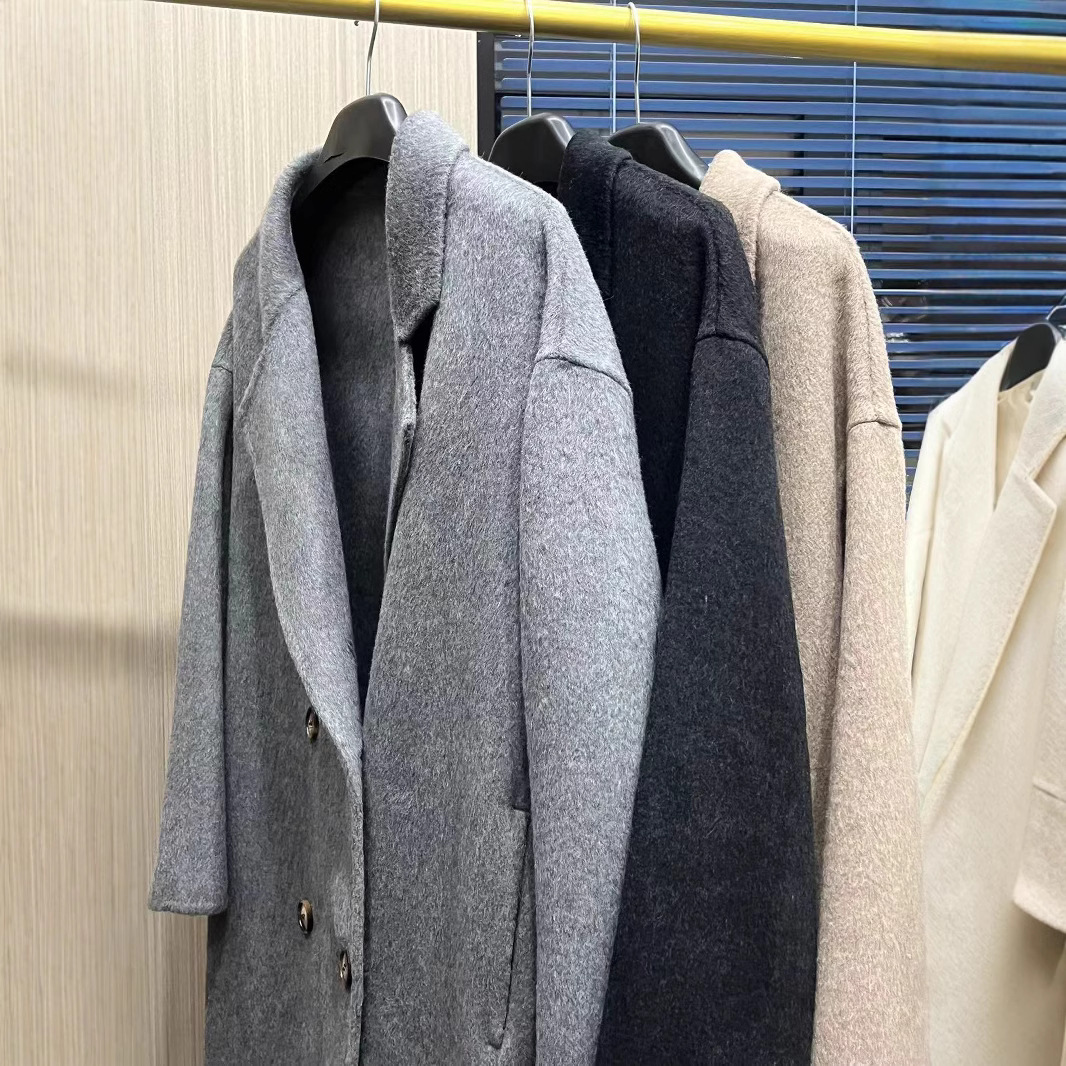 가을과 겨울 새로운 고급 코쿤 4 버튼 양면 양모 코트 여성용 느슨한 슬리밍 중장 고급 울 코트