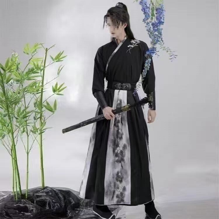 Ancient Style Hanfu Men's Clothing, Handsome Ancient Costume, Martial Arts Style Swordsman Student Performance Outfit, Large Size Class Uniform Set