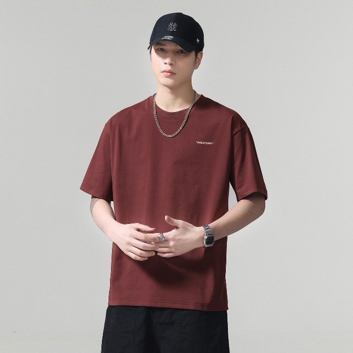 80 frío algodón camiseta de mangas cortas hombre 2026 verano transpirable camiseta de mangas cortas casuales blanco negro