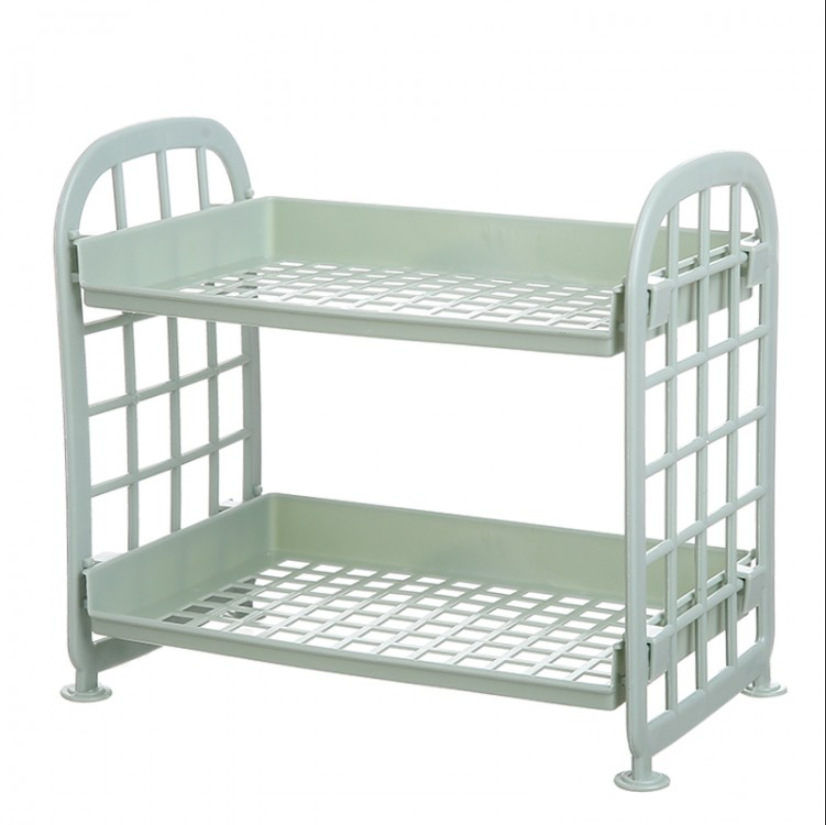 Estante de escritorio de plástico multicapa casero cocina estante de acabado hueco cosmético de doble capa estante de almacenamiento de baño