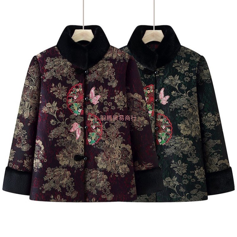 中老年棉服女外套奶奶冬季唐装加厚棉袄婆婆加绒棉衣妈妈盘扣冬装