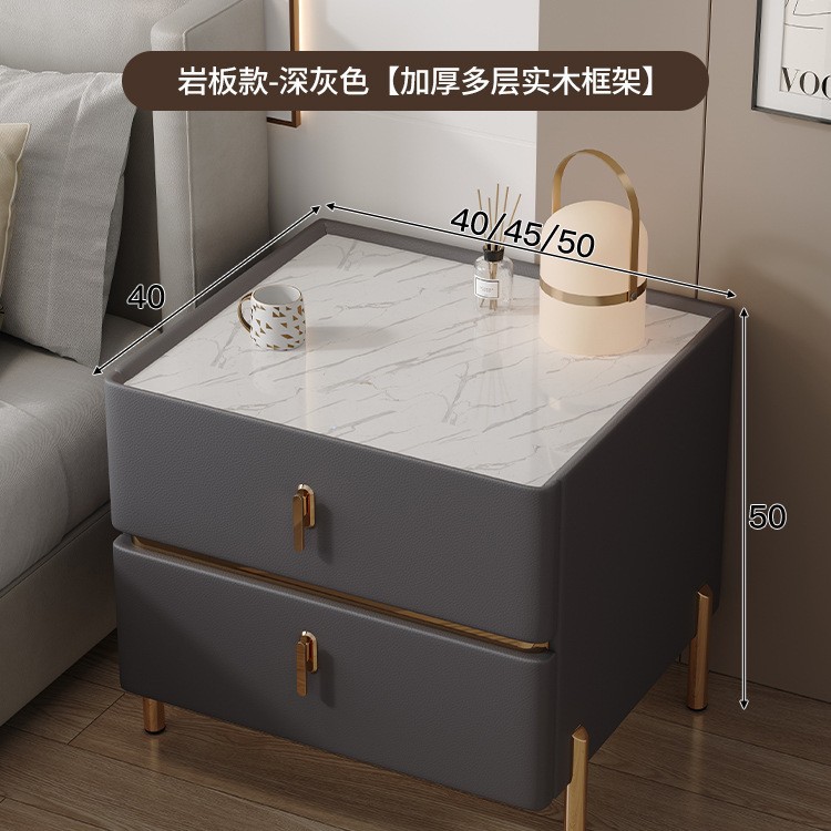 Mesita de noche minimalista moderna 2024 nuevo estilo lujo ligero sensación de alta gama dormitorio madera maciza pequeño gabinete de almacenamiento de cabecera inteligente