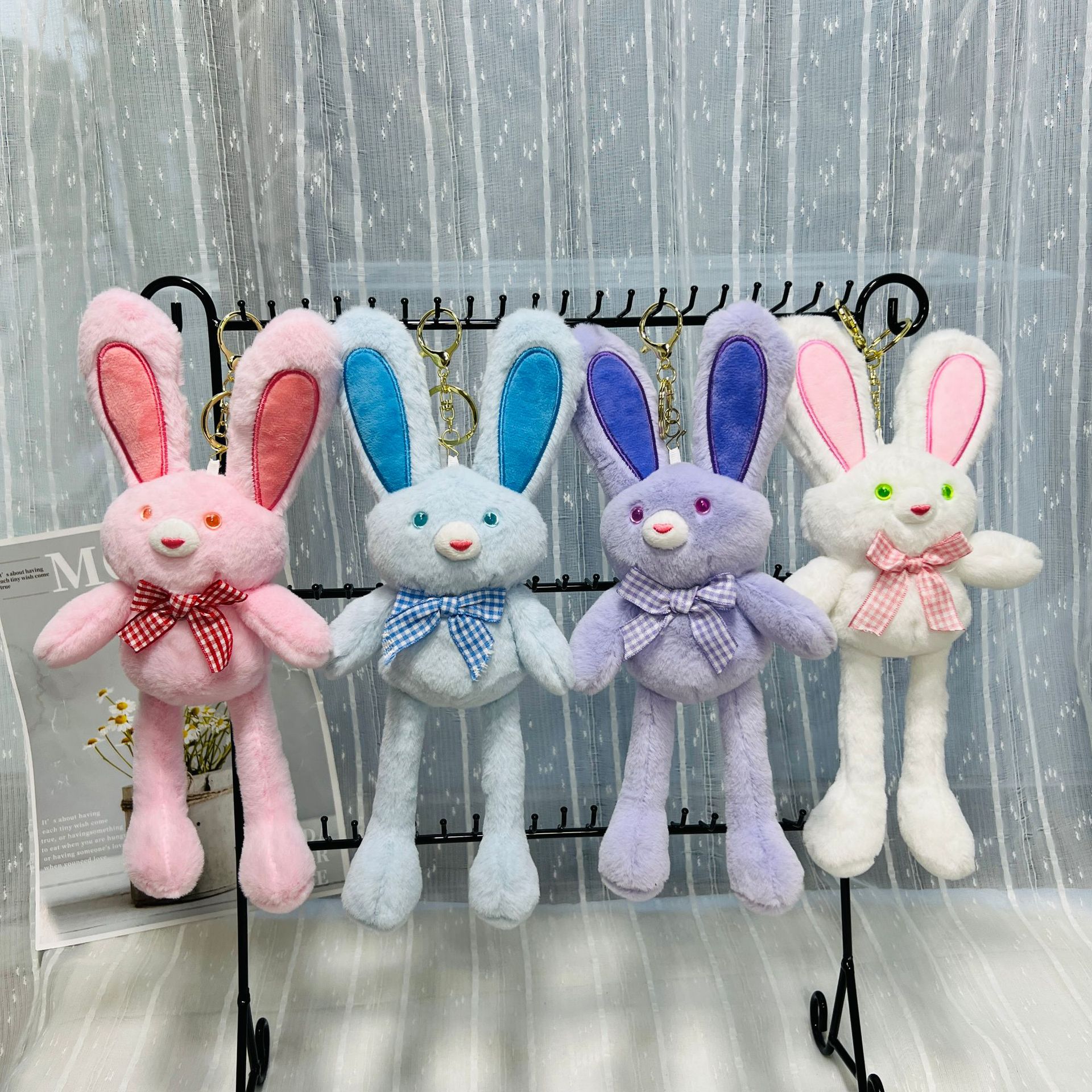 Tiktok same style pull rabbit plush toy pull ear rabbit pull ear rabbit key chain pendant jewelry Doll Gift