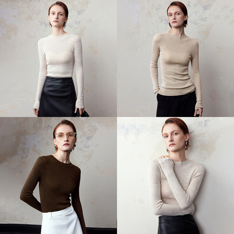 Factory Direct Sale Fine-Spun Round-Neck Wool Sweater for Women, Autumn and Winter [Comfortable to Wear] Slim-Fit Knit Top Base Layer Sweater