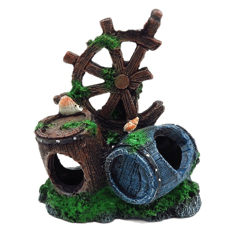 Accesorios de acuario decoración del tanque de peces paisaje caja de orugas del tanque de peces Casa Refugio artesanía de resina antigua Concha Cubo de vino