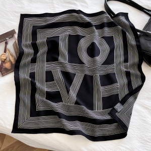 2025春秋冬新型高級シルクウールマフラー女性ファッション気質プリントストール両面シルクスカーフ