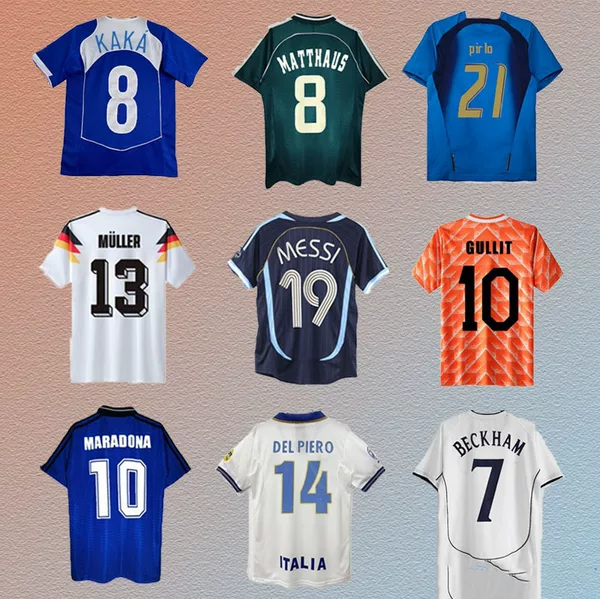 Wholesale of vintage football jerseys from Argentina, Brazil, England, Netherlands, Germany, Italy, and Portugal