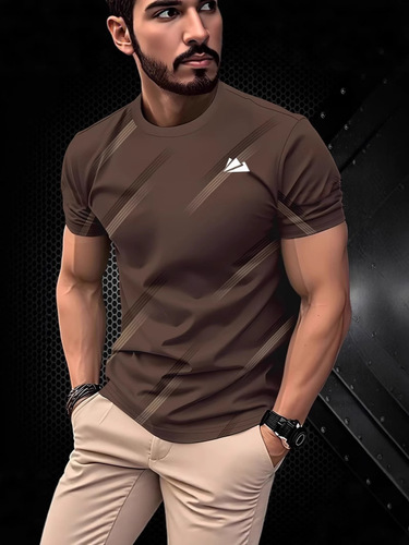 European and American foreign trade 2025 new fashion casual color-blocking 3D digital printing men's round neck short-sleeved T-shirt loose fit
