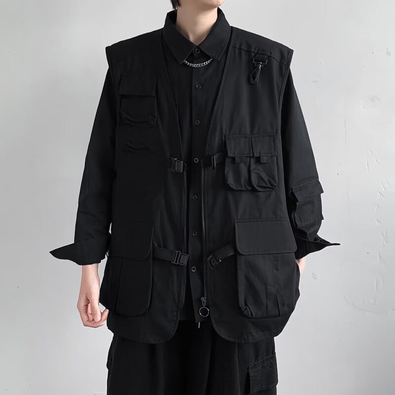 Spring Summer Autumn American New Style Functional Tactical Men's Loose Tooling Vest Trendy Handsome Multi-Pocket Casual Vest Spring Summer Autumn American New Style Functional Tactical Men's Loose Tooling Vest Trendy Handsome Multi-Pocket Casual Vest