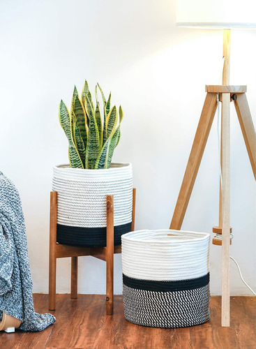 Storage straw woven rattan basket green plant potted flower pot set dirty clothes basket storage basket cotton rope woven storage frame