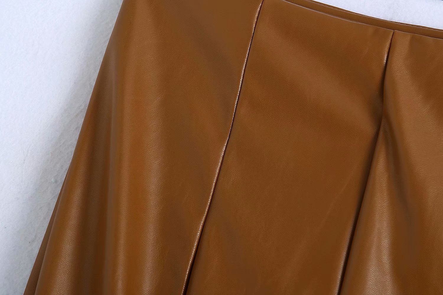 Brown Hollow Pu Leather Pants NSBRF101617