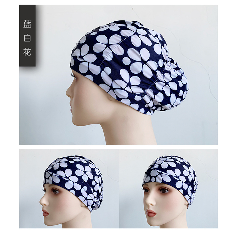 Fábrica al por mayor plisado paño gorro de natación extra grande circunferencia de la cabeza no apretado Pelo Largo oído protección natación caliente primavera unisex gorro de natación