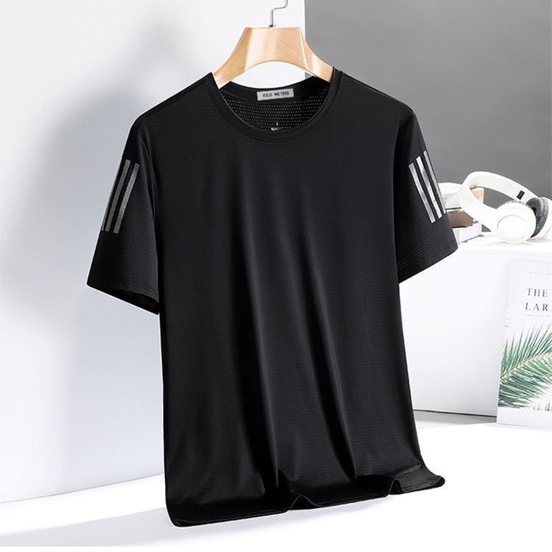 [Three-bar mesh T] Black