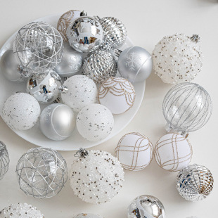 Cross-Border New Product 6cm Barrel Painted Ball Christmas Tree Decoration Pendant Champagne Color Christmas Ball Christmas Window Decoration