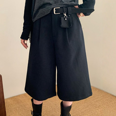 配挂件西装阔腿中裤女欧洲站2025早秋新款欧货女装七分裤休闲裤潮