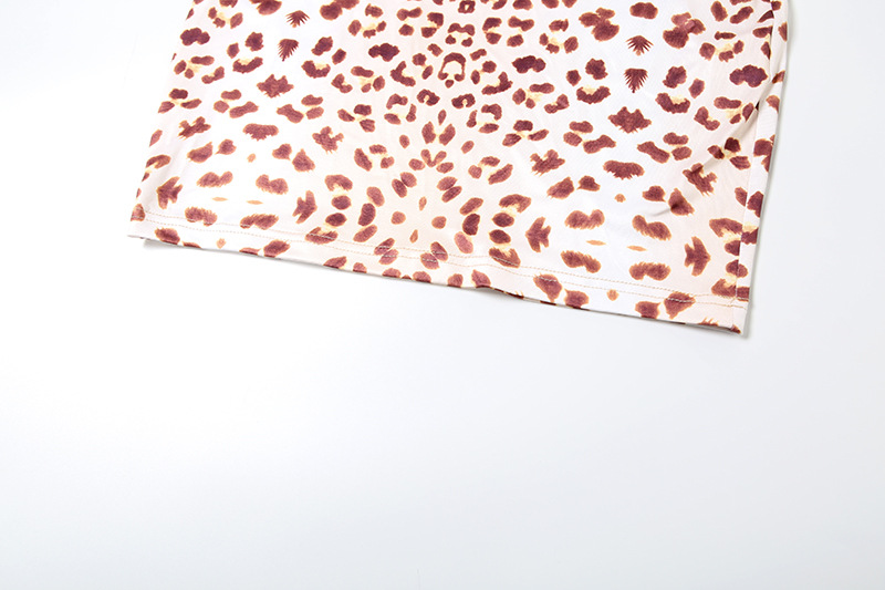 Spring Women Clothing Sexy Leopard Print Lace Stitching Square Collar Sleeveless Dress