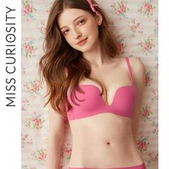 ハギーズミーと同じスタイルの光沢のあるシームレスな小さな胸を押し上げて大きな胸を示すブラジャー夏用薄いワイヤーフリーブラジャー女性用下着