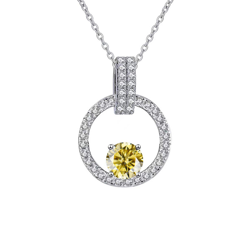 Colgante de plata esterlina s925 1 quilates collar de diamantes rosa de mozan para mujeres en forma de V nuevo colgante de plata cadena clavícula