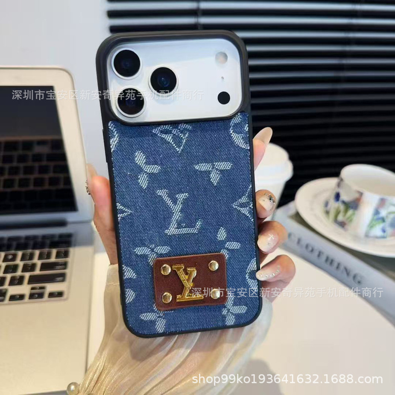 欧美牛仔潮牌保护壳适用iPhone17Promax高级皮质防摔苹果16手机壳|undefined