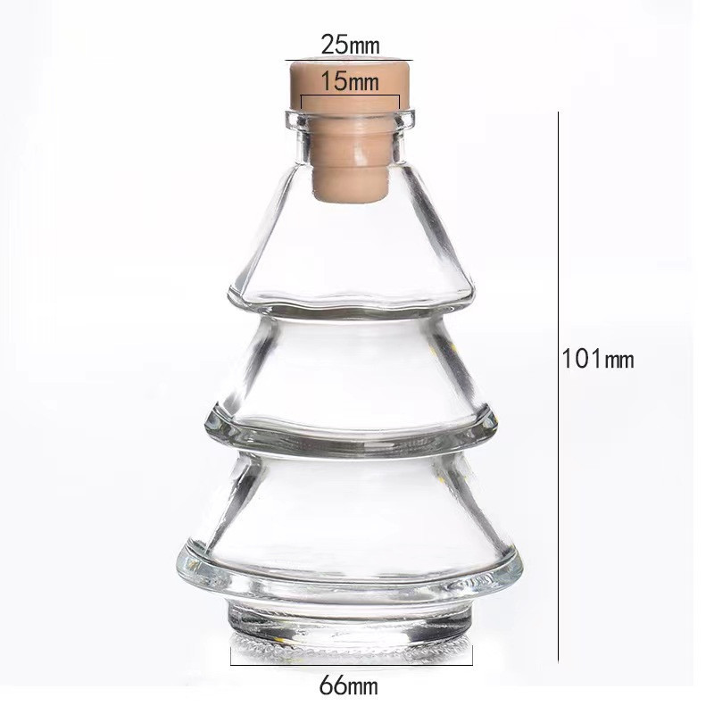 Regalos decorativos de árbol de Navidad en stock, botella de expansión de vidrio para el hogar, botella de incienso de baño de dormitorio, botella de vino de frutas y flores secas de ratán