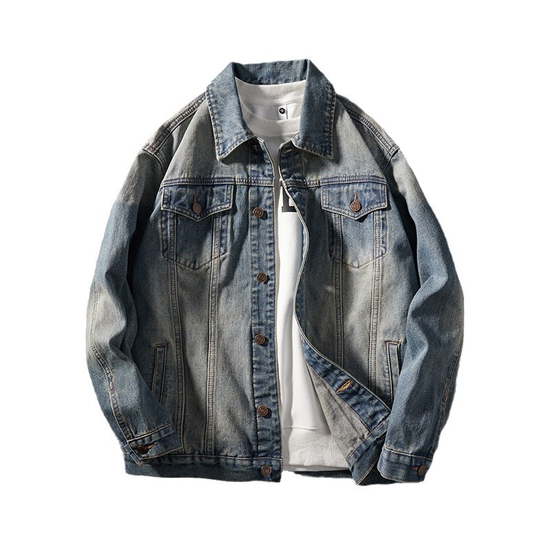 Veste en jean gras jaune délavé américain pour homme, nouvelle collection printemps et automne_voghion.com