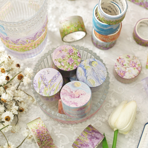 Early Foam and Paper Tape Dreamy Fairyland Series Instagram Style Oil Painting Scenery DIY Decorative Sticker 12 Styles