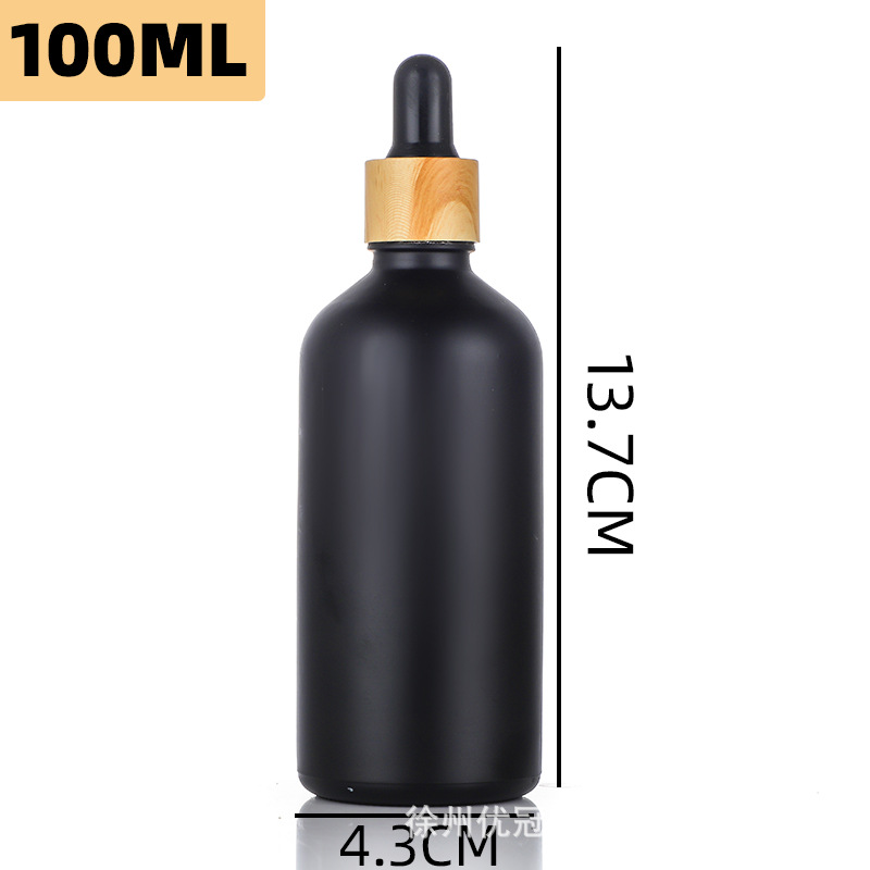 Botella de esencia a prueba de luz con tapa de imitación madera, botella de aceite esencial, botella cuentagotas de vidrio de 5-100 ml, botella para productos de cuidado de la piel, cosméticos