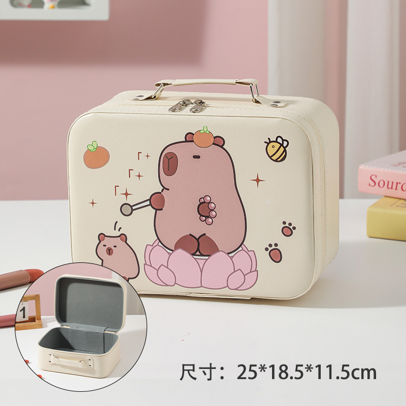 Caja de maquillaje de gran capacidad, bolsa de maquillaje portátil, caja de almacenamiento portátil, diseño de nicho de cosméticos multifuncional