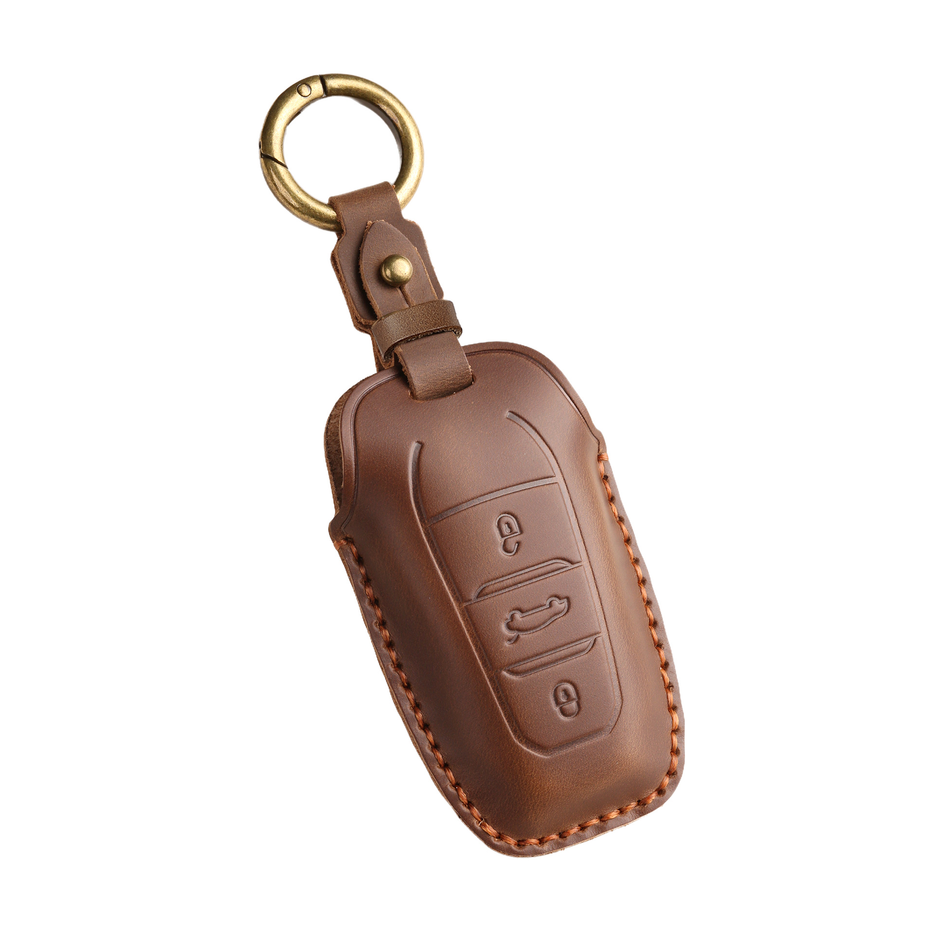 Retro Key Cover Suitable for Dongfeng Peugeot 5008 Key Cover Citroen Car Leather Key Case Buckle
