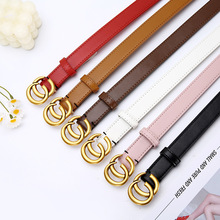 女士牛皮腰带双C百搭时尚休闲女带G细款宽版彩色跨境网红ins风