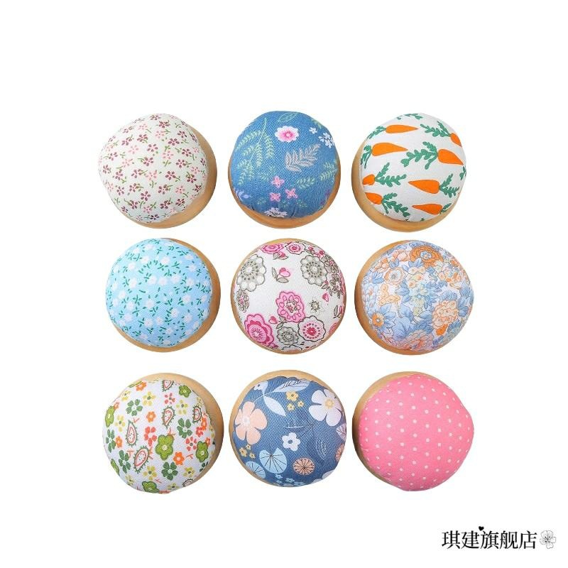 针插包针包插针球扎针垫收纳盒木质圆形针插针包插针器配套放针器