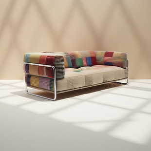 Bauhaus Fabric Sofa for Small Living Rooms, Linear Dopamine Style 2025 New Model for Rental Apartments, Straight Sofa