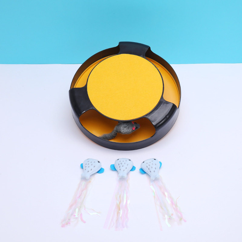 Exportación ABS gato tocadiscos juguete auto-Hola ratonera juguete superior gato tablero del rasguño ratón gatito juguete