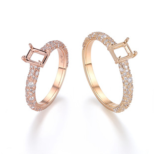 Au750 Ring Setting Rose Gold Diamond High-End Full Diamond Ring Setting Factory Wholesale Cross-Border Jewelry 18K Gold Ring Setting