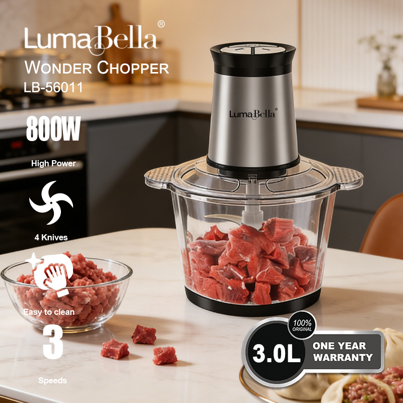 Lumabella56011 Cross-Border Electric Household Meat Grinder Vegetable Cooking Stick Meat Grinder Grinder 3L