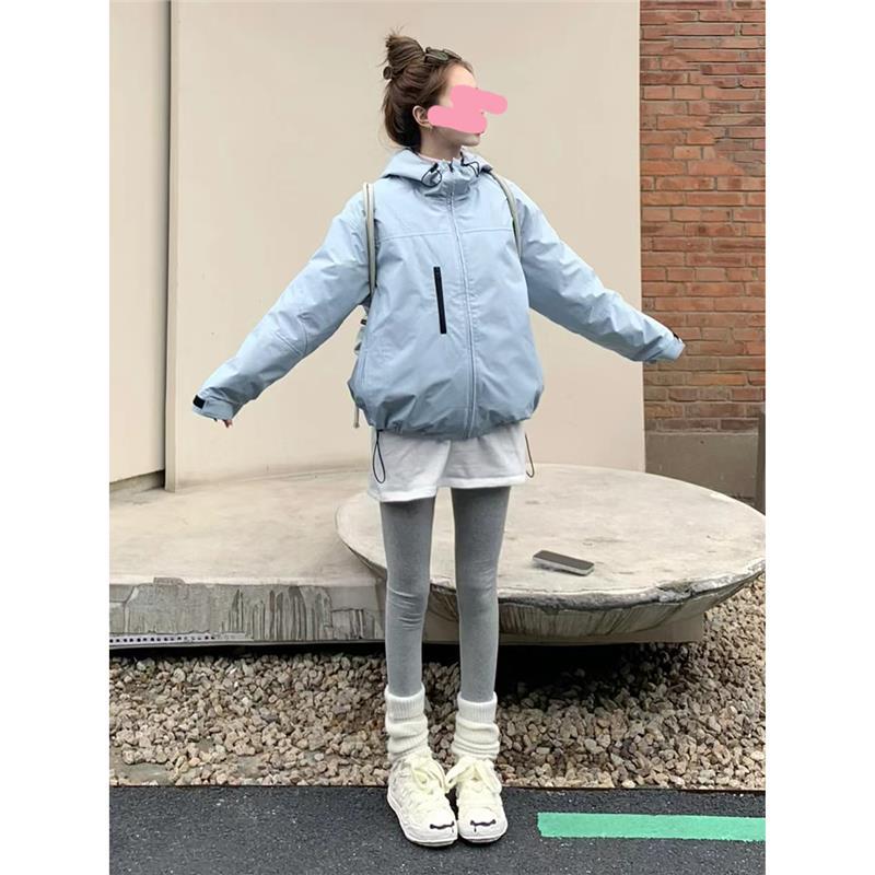 Glacier Blue Hooded Parka down Jacket for Women, Winter 2025 New Style, High-End Feel, Petite Parka, Thick Coat