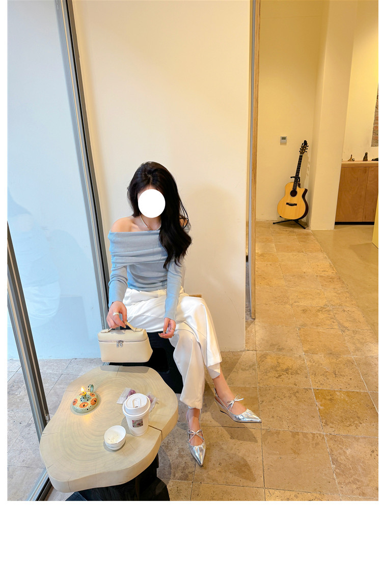 Giày Mary Jane nữ mũi nhọn đế xuồng, xăng đan bít mũi nơ bướm — Màu đen chi tiết 17