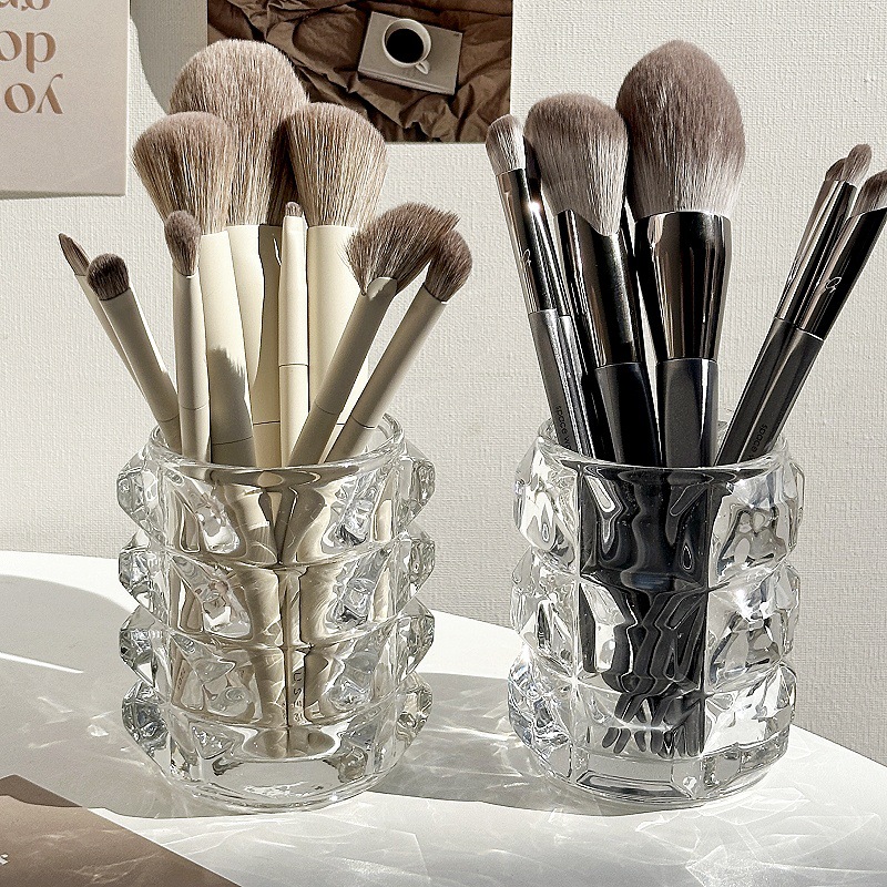 Korean-style transparent glass pen holder, shaped gem cosmetic brush holder, storage pen holder, photo decoration, props, decorative accent