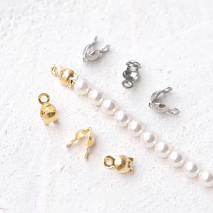 S925 Sterling Silver Electroplated Gold Cap Buckle Clip Head Buckle Silver Beads DIY Accessories Bracelet Necklace Connection Positioning Buckle Accessories