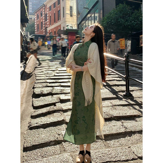 Danqing New Chinese-style Floral Improved Cheongsam Women's 2025 New Early Spring Hollow-out Split Waist dress