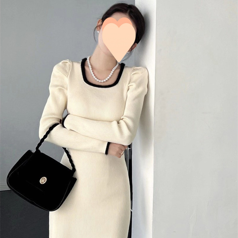 感法式小香风包臀裙女秋冬新款内搭甜辣美气质外穿长袖连衣裙|undefined