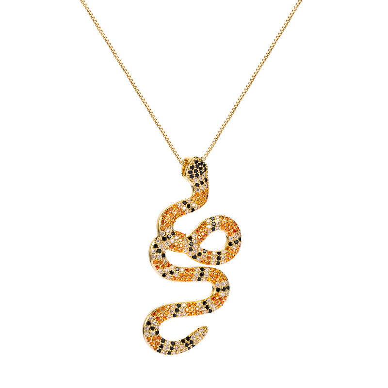 collier pendentif en forme de python cuivre micro incrust couleur zircon personnalit chane claviculepicture6