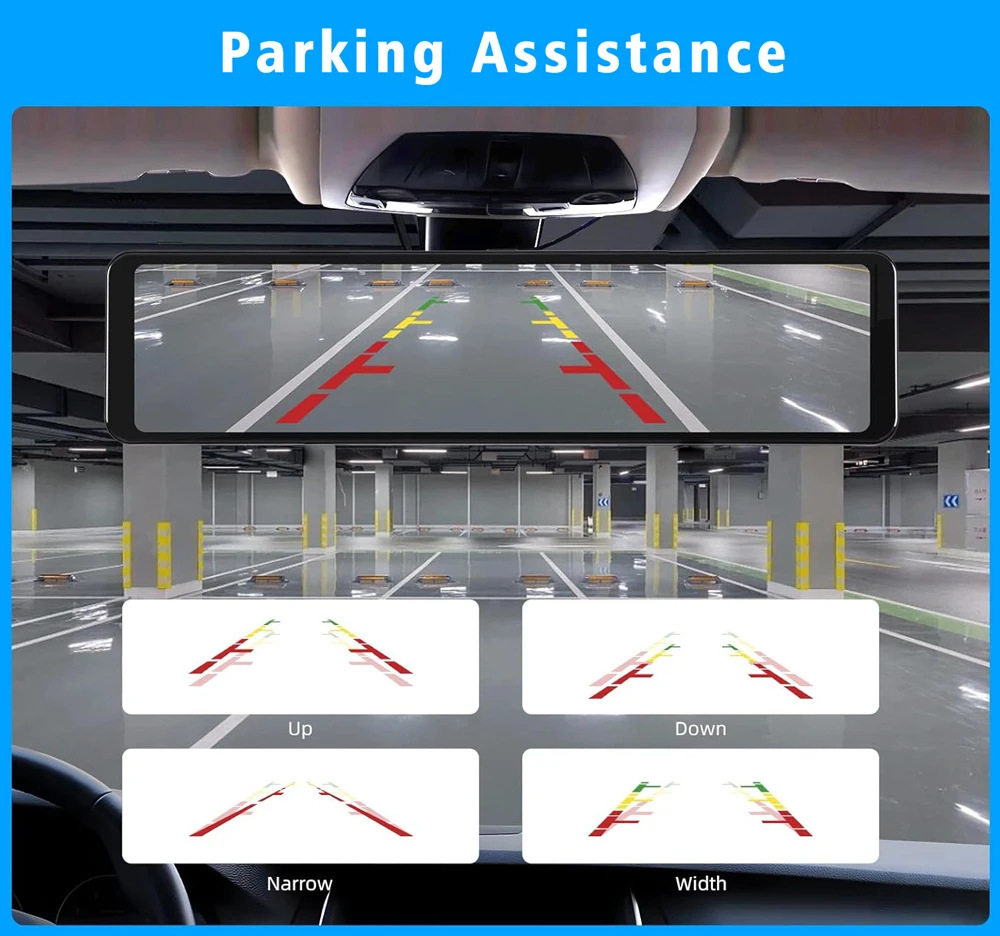 Cross-border screen driving recorder streaming media rearview mirror 4K HD Carplay before and after double recording GPS track