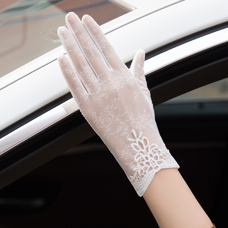 Driving Gloves Women's Summer Thin Short Cycling Non-Slip Outdoor Dance Etiquette White Lace Wedding Gloves