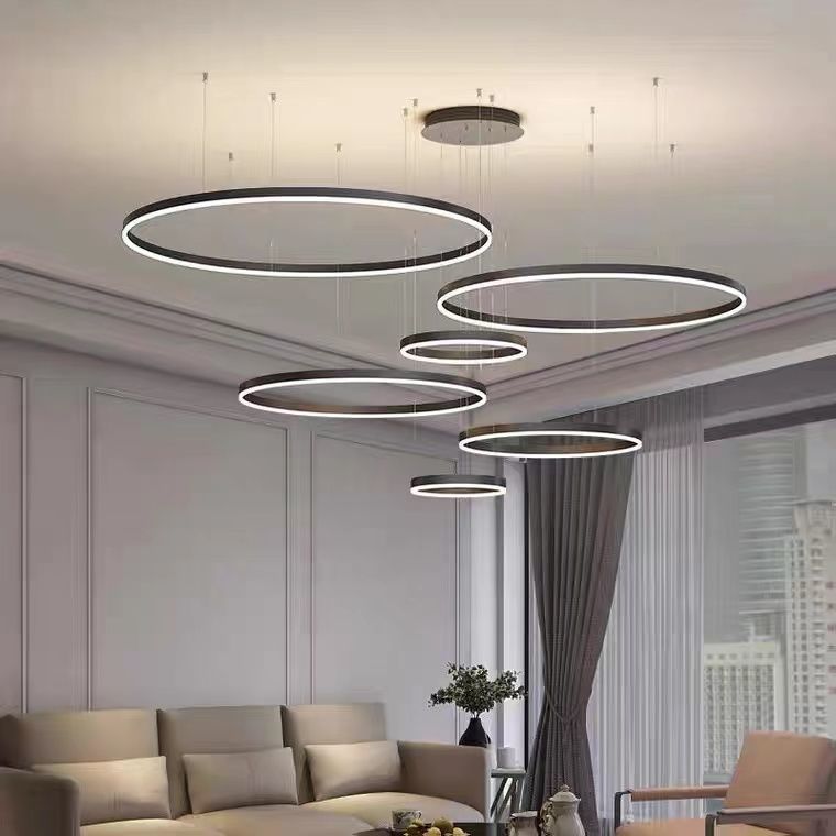 2025 atmósfera anular sala de estar lámpara de la sala de comedor círculo lámpara de la mesa moderna simple de bajo perfil lámpara de lujo ligera