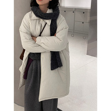 江左 雪山奶糖 muji风轻薄初冬简约廓形外套女中长款宽松棉服1235