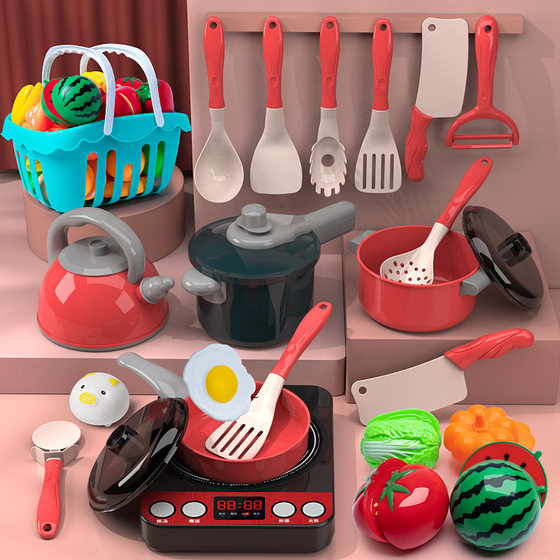 Cross-Border Children's Simulation Kitchenware Set for Cooking and Stir-Frying, Simulated Tableware, Fruit Cutting and Playing House Toys