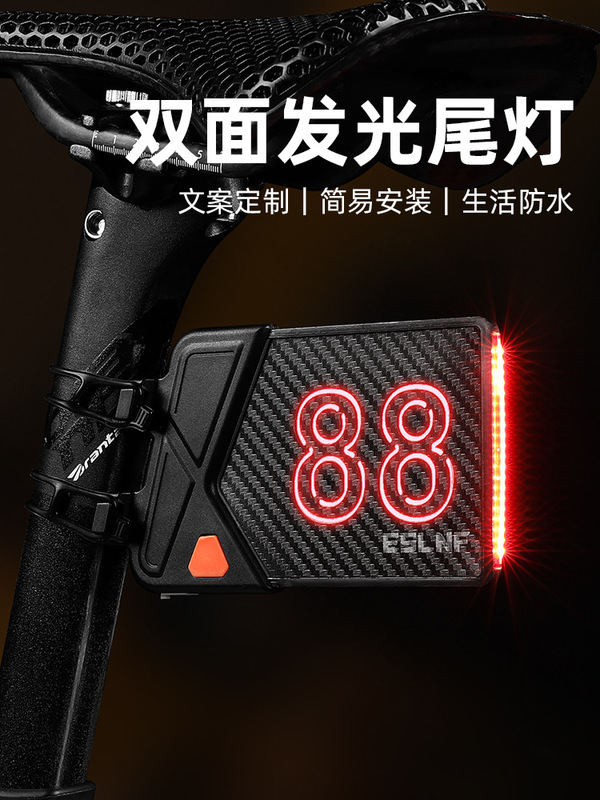 ESLNF自行车发光车牌单双面尾牌单车长续航文字号码尾灯骑行装备|undefined
