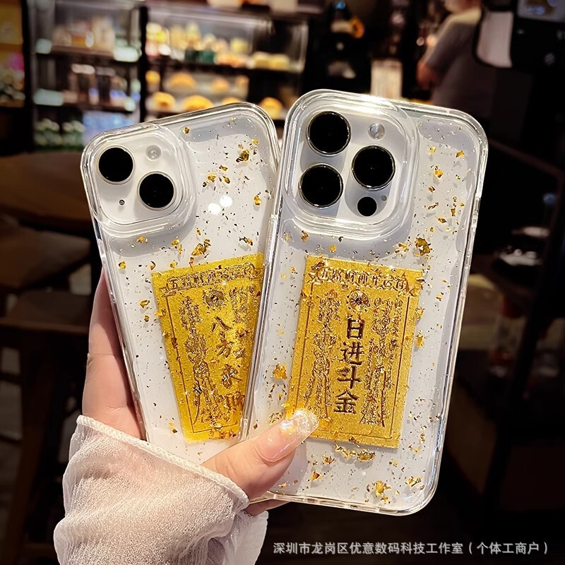 金箔入りの「八方来財」デザインのスマホケース、Honor 400、300/90/70 Pro、X60、X70i、Enjoy 70対応。|undefined